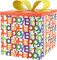 Medium Birthday Gift Boxes with Lids – 9x9x9 Inches, Text Design Collapsible Gift Box for Birthday, Baby Shower, Party (Happy Birthday)